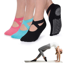Load image into Gallery viewer, 3 Pair Yoga Socks for Women Non-Slip Grips &amp; Straps
