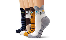 Load image into Gallery viewer, 4 Pairs of Cotton-Rich Cat Socks
